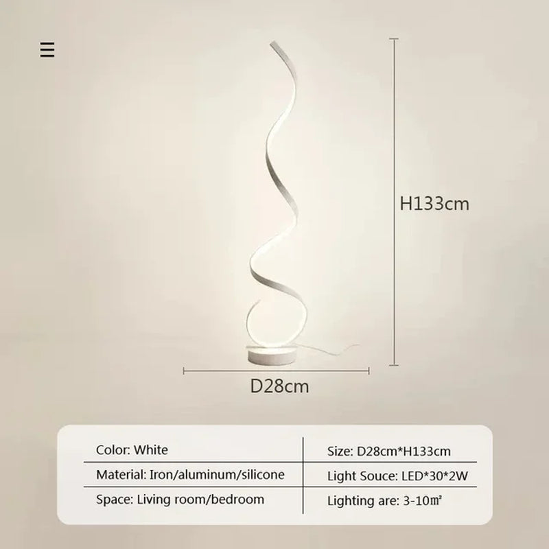 Modern LED Floor Lamp Spiral Line Lights Home Decor Bedroom Living Room Sofa Corner Black White Indoor Vertical Lighting Lustre