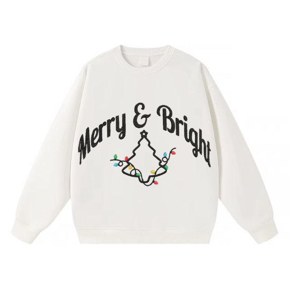 Embroidered Merry & Bright Christmas Sweater
