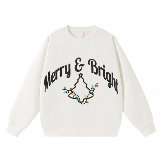 Embroidered Merry & Bright Christmas Sweater