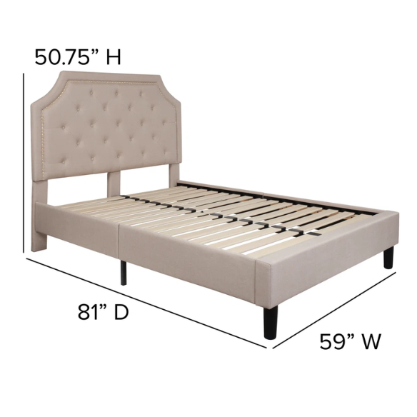 Elegant Button Tufted Upholstered Platform Bed Frame – Full Double Size with Modern Design