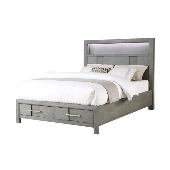 Elegant Platform Storage 4-Piece Queen Bedroom Set – Timeless Design with Modern Functionality, Includes Bed, Dresser, Mirror, and Nightstand