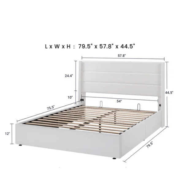 Luxurious Velvet Upholstered Hydraulic Lift-Up Storage Platform Bed – Full/Double Size with Sleek Design & Maximized Space