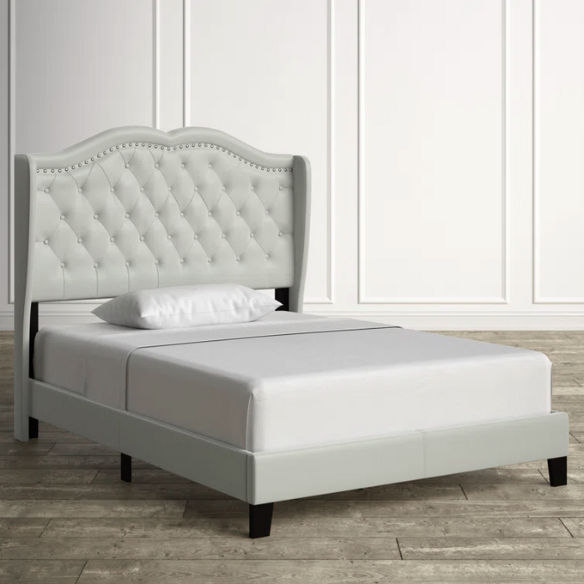 Elegant Upholstered Standard Bed – Full/Double Size with Soft Polyester Fabric and Timeless Design