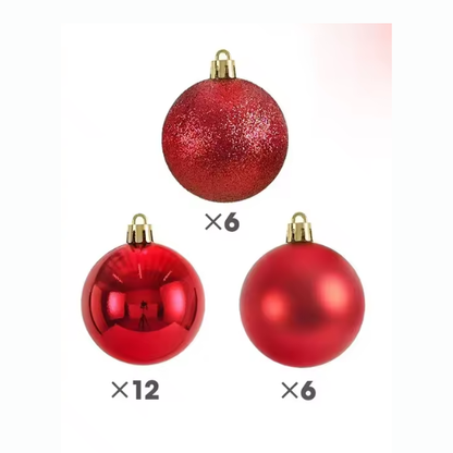 Red Christmas Ball Ornaments – 24-Piece Set, Shatterproof Holiday Decorations (Available in 3 cm, 4 cm, and 6 cm)