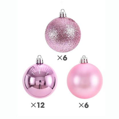 Pink Christmas Ball Ornaments – 24-Piece Set, Shatterproof Holiday Decorations (Available in 3 cm, 4 cm, and 6 cm)