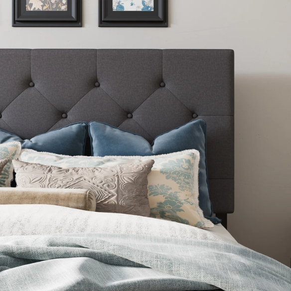 Queen Size Upholstered Platform Storage Bed with Tufted Button Accent Design