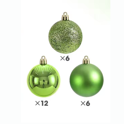 Green Christmas Ball Ornaments – 24-Piece Set, Shatterproof Holiday Decorations (Available in 3 cm, 4 cm, and 6 cm)