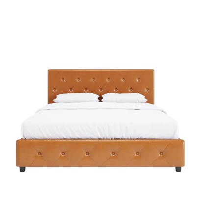 Luxurious Faux Leather Platform Bed – Full Double Size with Sleek Modern Design