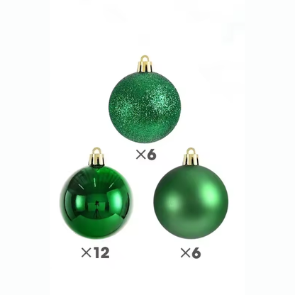 Dark Green Christmas Ball Ornaments – 24-Piece Set, Shatterproof Holiday Decorations (Available in 3 cm, 4 cm, and 6 cm)