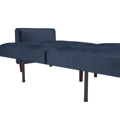 Velvet Square Arm Convertible Sofa with Mid-Century Modern Design