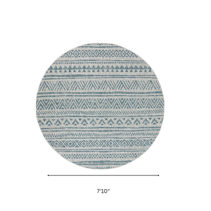 Striped Geometric Area Rug – Aqua & Taupe, Durable Polypropylene, Low-Pile Design for High-Traffic Indoor/Outdoor Spaces