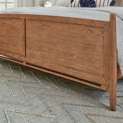 4-Piece Queen Bedroom Set with Panel Bed, 2 Nightstands, and Chest – Medium Brown Oak Finish