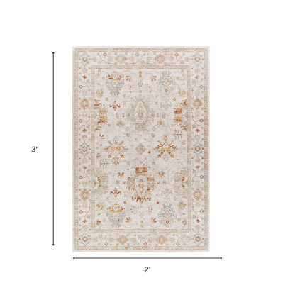 Elegant Oriental Rug – Stain-Resistant, High-Low Pile, Machine Woven with Fringed Detailing