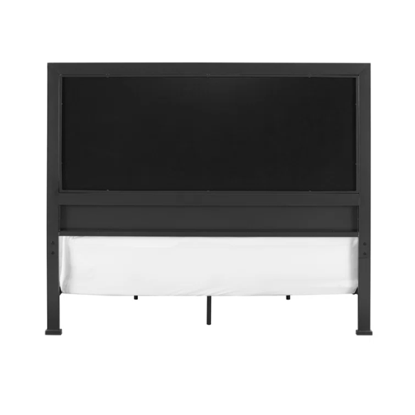 Rustic Industrial Queen Size Bed with Wood-Look Center – Sturdy and Stylish Design