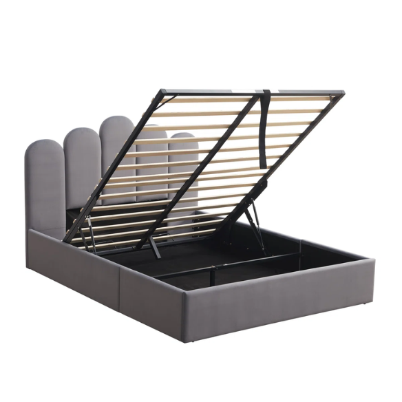 Elegant Hydraulic Velvet Upholstered Platform Bed – Full Double Size with Lift-Up Storage for Ultimate Space Saving