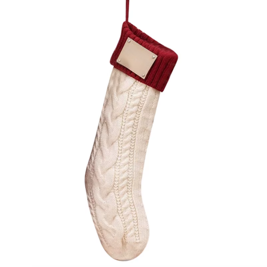 Knitted Christmas Stocking with Ribbed Cuff – Classic Design