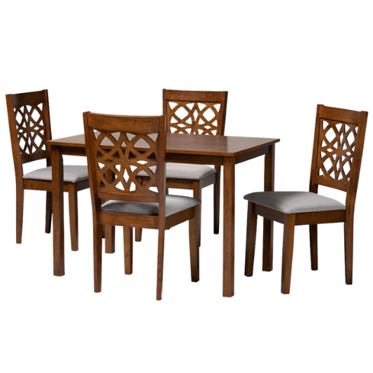 Modern Fabric and Wood Dining Set – Where Elegance Meets Comfort and Style