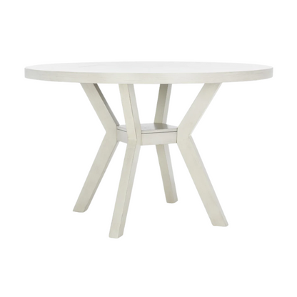 Round Wood Dining Table – French Bistro-Inspired Design, Sleek Dark Brown Frame