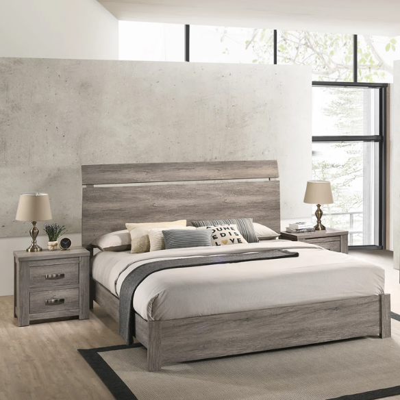 Standard Charming Weathered Grey 5-Piece Queen Bedroom Set in Solid Wood – Elegant, Durable, and Timeless