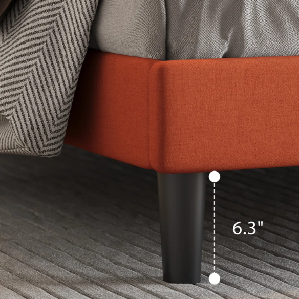 Modern Queen Size Upholstered Platform Bed with Deluxe Wingback and Linen Blend Fabric