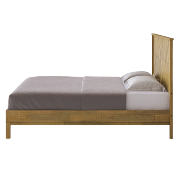 Solid Wood Platform King Size Bed with Headboard – Rustic Wood Frame with Steel Reinforcement for Ultimate Stability and Comfort