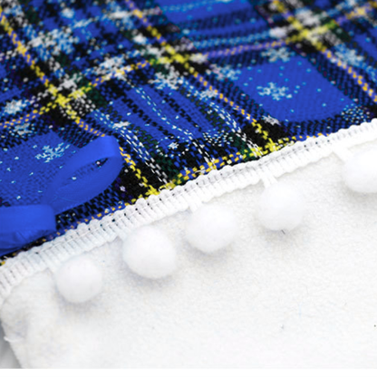 Blue Plaid Paw Christmas Stocking – Festive Holiday Decor & Gift Holder for Pets