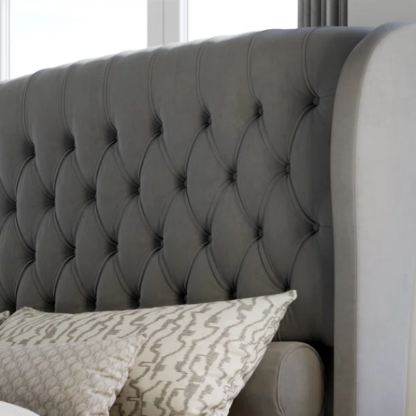 Luxurious Queen Size Upholstered Sleigh Bed with Button Tufting and Rich Chenille Fabric