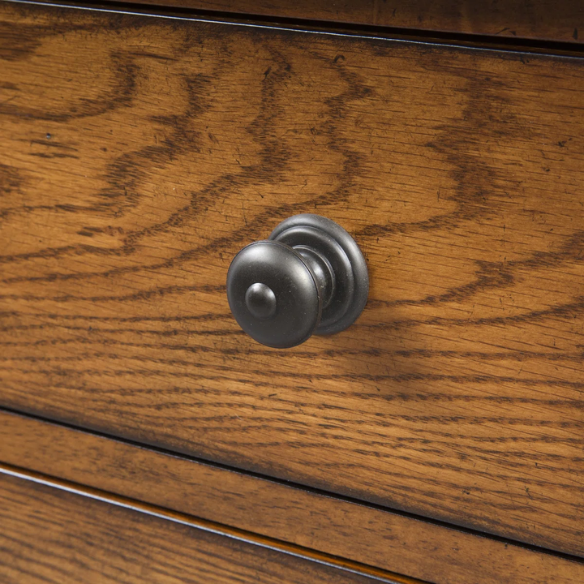 Rustic American Elegance:   Sleigh Bed, Dresser & Mirror, Chest – Crafted with Rubberwood Solids & Oak Veneers, Featuring Antique Brass Hardware, Dovetail Construction, and Ample Storage for a Timeless, Durable Bedroom Collection