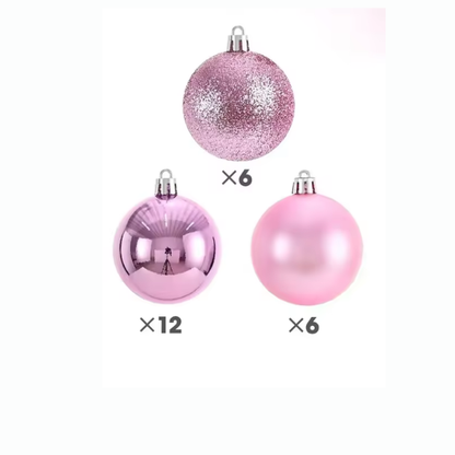 Pink Christmas Ball Ornaments – 24-Piece Set, Shatterproof Holiday Decorations (Available in 3 cm, 4 cm, and 6 cm)