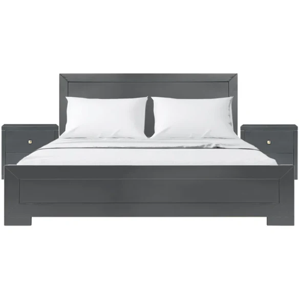 Modern Sophistication 2-Piece Queen Platform Bedroom Set with Sleek Headboard and Footboard in Solid Wood