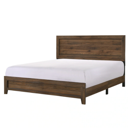 Elegant 5-Piece Cherry Brown Transitional Wood Grain Panel Bedroom Set with Timeless Style and Modern Touch