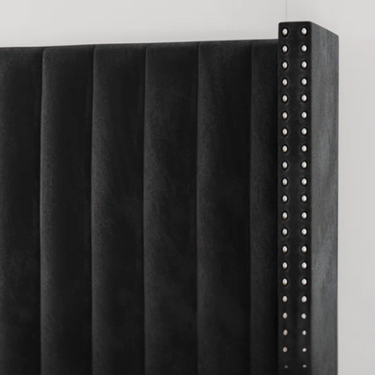 Velvet Upholstered Queen Size Platform Bed with Tufted Button Detail on Headboard