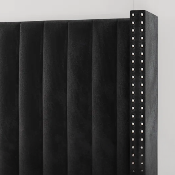 Velvet Upholstered Queen Size Platform Bed with Tufted Button Detail on Headboard