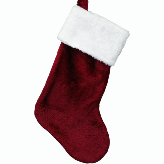 Classic Burgundy & White Christmas Stocking – Personalized Holiday Decor