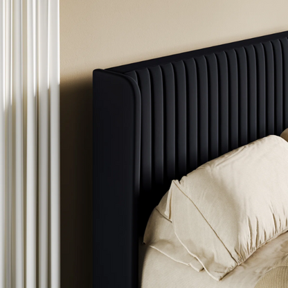 Luxurious King Size Upholstered Velvet Platform Bed with Modern Wingback Headboard – Heavy-Duty Steel Frame, No Box Spring Needed, and Ample Under-Bed Storage