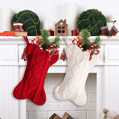 Red Knit Christmas Stocking – Festive Holiday Decor & Gift Bag