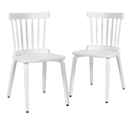 Solid Wood Slat Back Windsor Dining Chairs (Set of 2) – Sturdy, Eco-Friendly Construction with Ergonomic Backrest & Adjustable Foot Pads