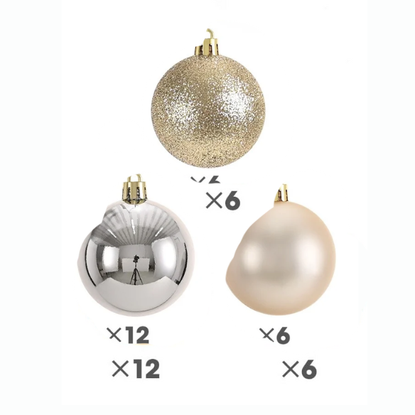 Gold & Silver Christmas Ball Ornaments – 24-Piece Set, Shatterproof Holiday Decorations (Available in 3 cm, 4 cm, and 6 cm)