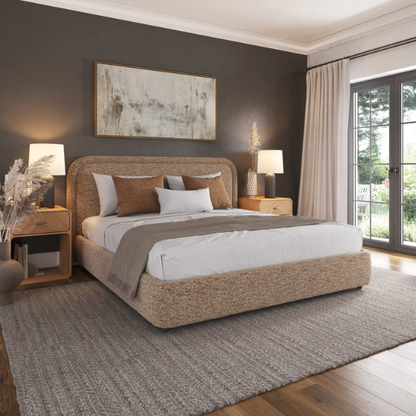 Premium Upholstered Aurora Lift-Up Storage Bed with Elegant Boucle Performance Fabric, Plush Foam-Padded Headboard, and Spacious Under-Bed Storage for a Clutter-Free Bedroom