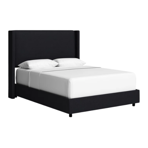 Cozy and Sleek Modern Queen Size Upholstered Wingback Bed