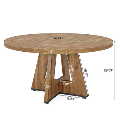 47-Inch Round Dining Table for 4 – Modern Wood Kitchen Table with MDF Legs, Perfect for Dining Room, Kitchen, or Living Room