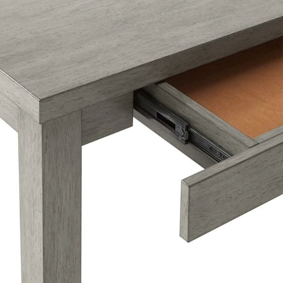 Solid Wood Rectangular Dining Table with Two Drawers – Distressed Finish, Rubberwood Construction, and Organized Storage