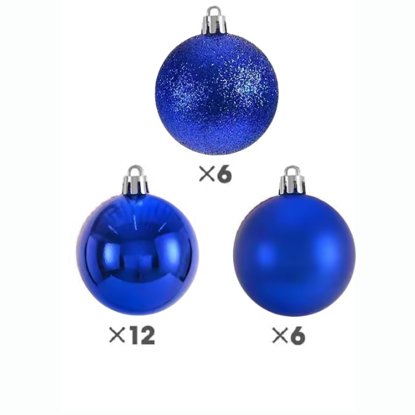 Navy Blue Christmas Ball Ornaments – 24-Piece Set, Shatterproof Holiday Decorations (Available in 3 cm, 4 cm, and 6 cm)