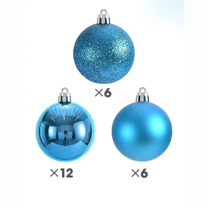 Blue Christmas Ball Ornaments – 24-Piece Set, Shatterproof Holiday Decorations (Available in 3 cm, 4 cm, and 6 cm)