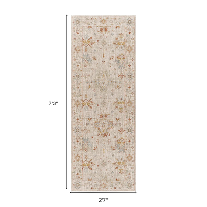 Elegant Oriental Rug – Stain-Resistant, High-Low Pile, Machine Woven with Fringed Detailing