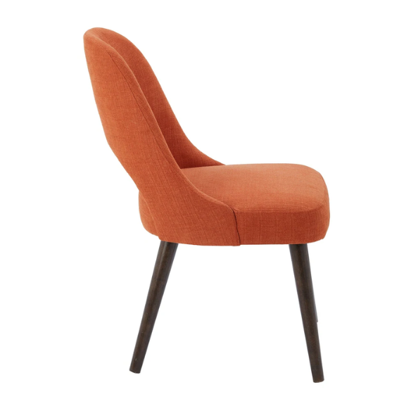 Textured Fabric Dining Side Chairs (Set of 2) – Solid Wood Frame with Mediterranean or Pecan Finish, High-Density Foam Fill & Rounded Back Design