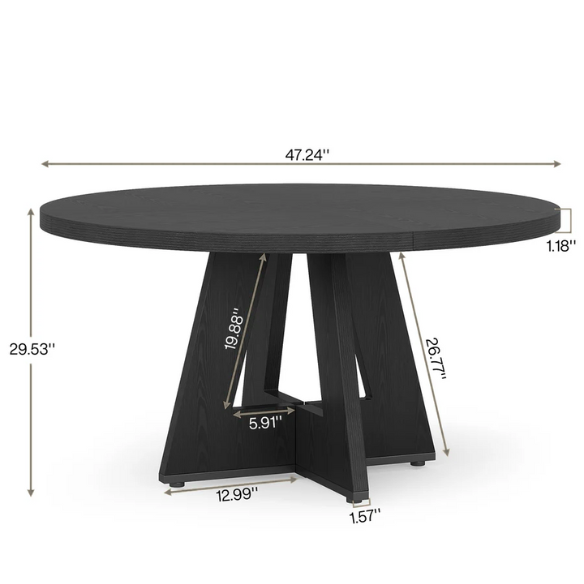 47-Inch Round Dining Table for 4 – Modern Wood Kitchen Table with MDF Legs, Perfect for Dining Room, Kitchen, or Living Room