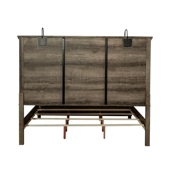 Urban Rustic Brown Wooden Full Double Size Bedroom Set – Stylish Design with Sturdy and Warm, Contemporary Charm