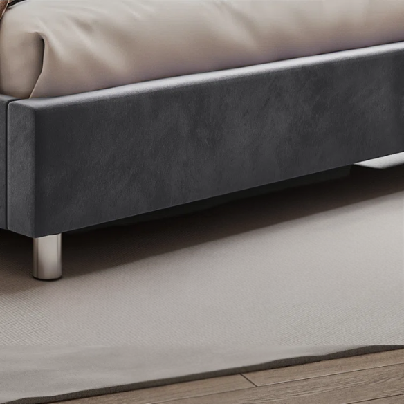 Velvet Upholstered Queen Size Platform Bed with Tufted Button Detail on Headboard