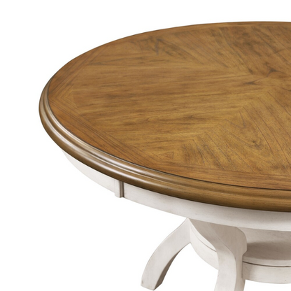 5-Piece Dining Set – Modern Farmhouse Round Table with Curvy Legs & X-Cross Chair Detail